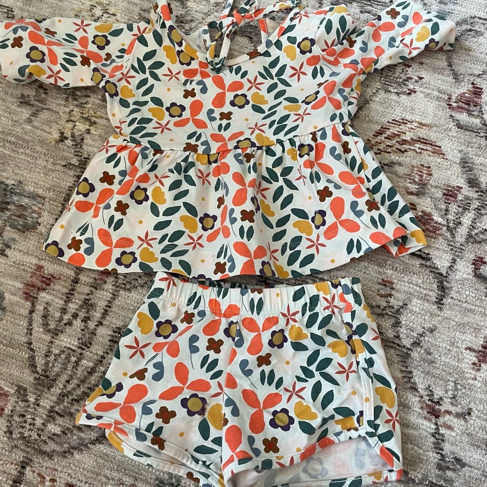 Colorful Floral Baby Set with Top and Shorts